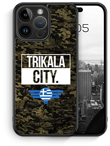 MUNIQASE Trikala City Camouflage Griechenland - Silikon Hülle für iPhone 14 Pro Max - Griechische Camouflage Städte Schutzhülle Handyhülle Case Cover