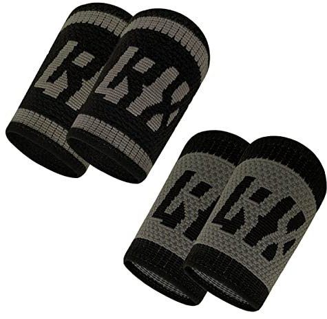LYFT-RX Wrist Sweatbands, Slim Fit Design, Absorbs Sweat, Stretch Wrist Band - Schweissbander Handgelenk Weightlifting, Cross Lift, Gym, Gewichtheben,12cm Arm Schweißband, grau dunkel/hell Mittel