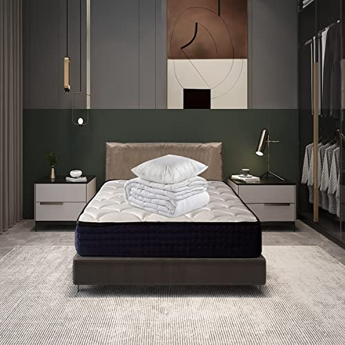 IZTOSS Luxe Matelas 90x190 avec Couette et Oreiller, Mousse A Mémoire - Multi-Densité - Ultra Doux et Confortable - Soutien Haute Resilience - Respirante - Ergonomique Hypoallergénique L-CD-7