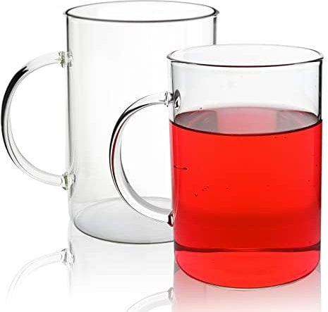 DEDEYA 20.5oz/600ml Large Glass Coffee Mug with Handle,Set of 2, Clear Borosilicate Glass Cups for Coffee Tea Hot Beverage, Dishwasher & Microwave Safe Glass Mugs