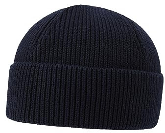 Mela - Kurze Rippstrick Mütze RAFI | Nachhaltig mit Fairtrade Cotton, GOTS & Grüner Knopf Zertifizierung, Farbe:Navy