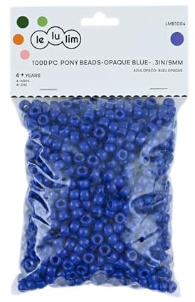 lelulim™ 1000 PC Pony Beads Opaque Blue 3IN / 9mm Diameter. (Blue)