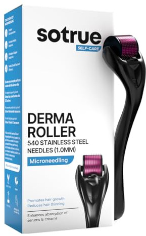 Sotrue Derma Roller For Hair Growth 1 mm with 540 Titanium Needles | Repairs Damaged Hair, Activates Hair Follicles | For Hair Fall & Hair Thickening