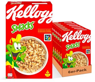 Kellogg's Smacks Frühstückscerealien (6 x 400 g) – knusprig-süßer Puffweizen – aus natürlichem Getreide, ohne künstliche Farb- und Aromastoffe