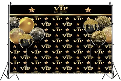 Bovlleetd 3x2m VIP-Gast-Besucher-Hintergrund, schwarzer Goldprom roter Teppich Ereignisfotografie Hintergrund Krone Ballon Glitter Stern Ereignis Celebrity Portrait Shoot Party Banner Vinyl