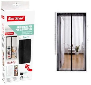 Tenda Zanzariera Magnetica Per Porta Finestra Con Adesivo, Zanzariera Anti Insetti, Facile da Installare (160x240cm, Nero)