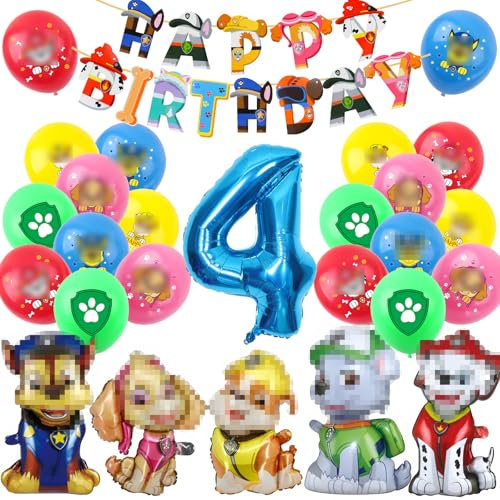 Geburtstag Dekoration, Geburtstag Luftballons, Luftballons 4 Jahre KinderGeburtstag, Luftballon, Ballons für Kindergeburtstag Party Deko