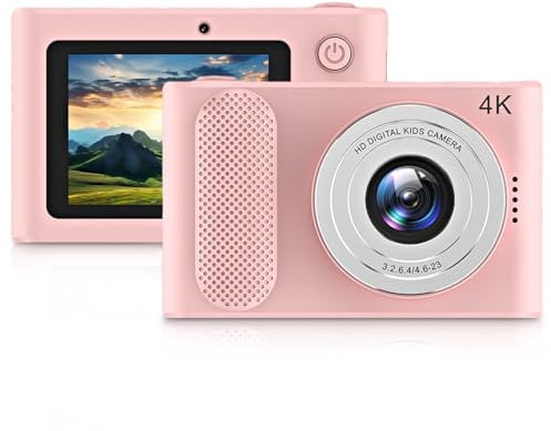 Digitalkamera, 4K Barnkamera HD 48MP 16X Zoom Digital Videokamera med 2,4-tums Skärm, Kompakt Liten Kamera för Resefotografering Vlogging (PINK)