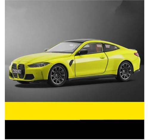 EMRGAZQD Motorfahrzeuge Replika Auto Für BMW M4 G82 Coupe Sportwagen 1:23 Legierungsautomodell Sound Und Licht Pull-Back-Simulationsautoserie Originalgetreue Nachbildung(M4 G82 Yellow)