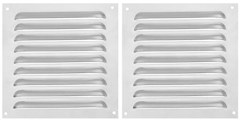 PATIKIL 4 x 4 Inch Aluminum Vent Cover, 2 Pack Screen Air Grille Ventilation Cover HVAC Louvered Grill for Home Kitchen Fireplace Wall Ceiling, Silver Tone