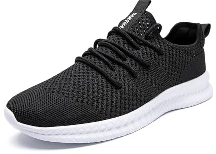 EGMPDA Damen Walkingschuhe Laufschuhe Wanderschuhe Sneaker Sport Trekking Turnschuhe Workout Jogging Outdoor Running Straßenlaufschuhe Freizeit Damen Leichtgewichts Atmungsaktiv Schuhe Schwarz Weiß 39