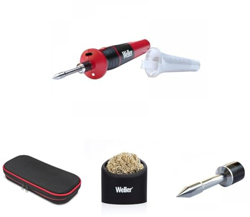 [Oferta de Black Friday] Soldador Weller de 12 W con Batería de Li-Ion, Esponja Limpiadora para Puntas de Soldadura en Soporte, Punta Cónica de Repuesto de 0,4 mm en Estuche de Almacenamiento