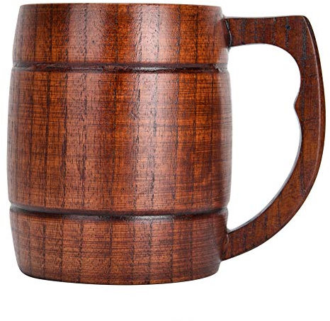 SUPYINI Vasos de agua, vasos de cerveza de madera pura, vasos de agua hechos a mano