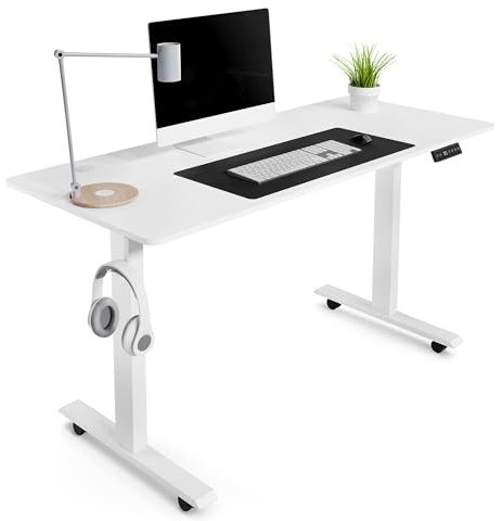di volio® Höhenverstellbarer Schreibtisch elektrisch BIAGO – Steh-Sitz Bürotisch 140 x 60 cm - Stabiler elektrischer Schreibtisch - Verstellbarer Computertisch (Weiß)