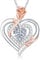 LAVUMO Halskette Damen Silber 925 Doppel Herz Rose Blume Kette Damen Geburtsstein Halsketten Muttertag Geburtstag Valentinstag Weihnachten Schmuck Geschenke Frauen Mama (04-Silber-April)