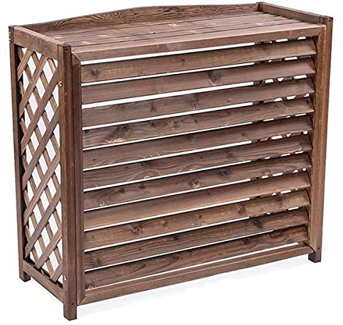 AILZCFX Pantalla de Valla de Aire Acondicionado marrón Aire Acondicionado Independiente de Madera Maciza Persianas de Estante de Flores 85x35x70cm Cubierta de Aire Acondicionado Rejillas Protectoras