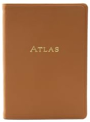 Decorvo Genuine Leather Travel World Atlas - Leather Traveling Map Book 6 x 4 3/8 inches - Tan