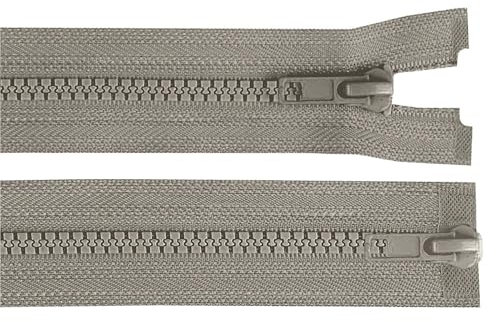 1 Reißverschluss 2-Wege 5mm 70 cm teilbar Autolock Doppelzipper Farbwahl, Farbe:mausgrau