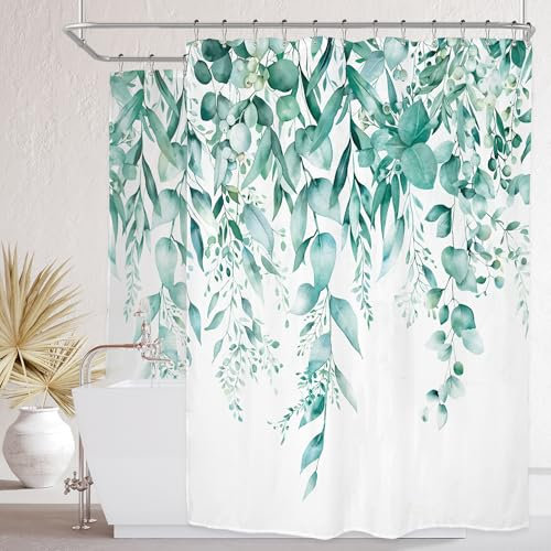 Riyidecor Lot de 32 rideaux de douche extra larges pour décoration de salle de bain Motif plantes botaniques 180 x 70 cm (L x H)