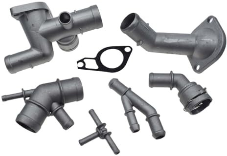 Termostato de Motor de Coche Kit de tubería de conector de manguera de brida de ajuste de refrigerante de aluminio/apto for Audi Seat Skoda VW Beetle Golf Jetta GTI GLI TT MK4 IV 1.8T 2.0L Termostato