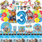Juego de 112 piezas de diseño de perro de la Patrulla Canina de 3 años para cumpleaños, decoración de cumpleaños, globos (3 años)