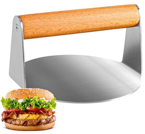 Smash Burgerpresse Edelstahl 304, Professionelle Burger Presse & Burger Smasher für Teppanyaki BBQ Steak Pizza Grillparty, Smashed Burger Presse für Grill & Pfanne