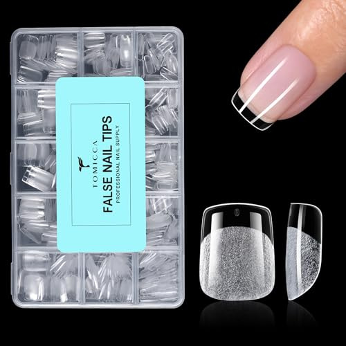 TOMICCA 510 Pièces Carré Très Court Capsule Americaine Ongle 15 Tailles | Ultra-Mat Capsules Ongles, Faux Ongles Couverture Totale Tips pour Extensions d’Ongles Manucure & DIY à la Maison