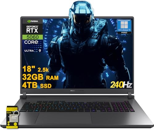 ASUS ROG Strix G18 G815 Gaming AI PC portable 18 2.5k (2560x1600) 240Hz (100% DCI-P3, 3ms) Intel 24-core Ultra 9 275HX 32 Go de RAM 4 To SSD GeForce RTX 5060 RGB rétroéclairé Wi-Fi7 Win111 Pro ICP