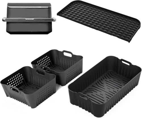 Hot Air Fryer Accessories for COSORI Dual Blaze TwinFry 10L, 1 x 10L + 2 x 5L Reusable Silicone Mould Airfryer Hot Air Fryer, Dual Blaze Twinfry Silicone Storage Rack Accessories