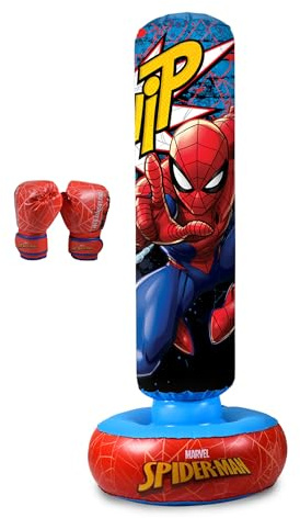 Hy-Pro Sac de Boxe Gonflable Spiderman sous Licence Officielle avec Gants de Boxe – Sac de Boxe sur Pied pour Enfants, Jouets et Cadeaux, 5 Ans et Plus