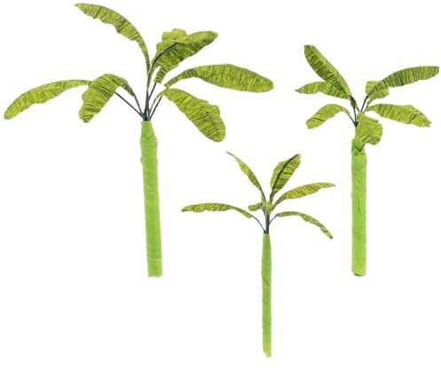 GATHINESS Bananiers Miniatures Décoratifs Lot de 3 en Plastique Tailles 5-7-9 CM pour Maquettes Architecturales et Loisirs Créatifs Paysage Miniature Naturel