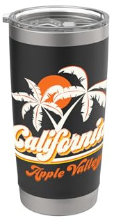 Apple Valley California 70s Retro Sun Palm Trees Souvenir Stainless Steel Insulated Tumbler