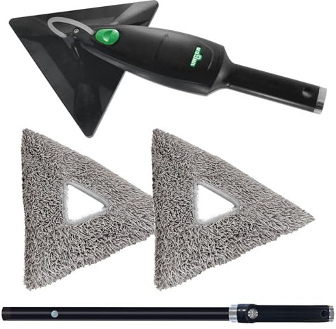 Unger Stingray Open System 100 Plus Indoor Cleaning Kit - Cleaning & Disinfectant for Windows & Smooth Surfaces - Includes Handheld Unit, Pole & 2x Microfibre Pad - Refillable & Reusable