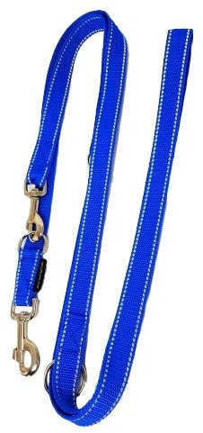 elropet Hundeleine Doppelleine Gurtband reflektierend 25mm 5,00m blau 5fach verstellbar für große und gräftige Hunde