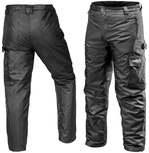 NEO TOOLS Pantalon de Travail Homme Thermique Professionnel - Pantalon de Protection d'hiver imperméable et Coupe-Vent - Polaire - Poches Multifonctions - Renforts en Tissu Oxford - S-XXL (XL)