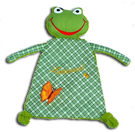 Stofftier Knistertuch Schmusetuch Frosch mit besticktem Namen