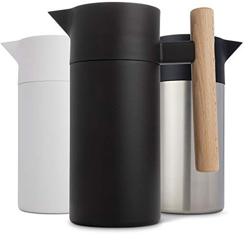 Hastings Collective Thermal Coffee Carafe 1 Litre - Stainless Steel Double Walled Vacuum Insulated Carafe - Thermal Coffee Pot Thermos, Travel Size Beverage Dispenser with Tea Infuser (Black)