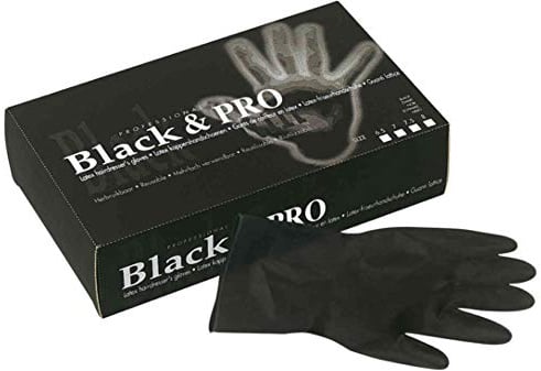 Sibel Black & Pro Latex-Handschuhe, Größe M, Schwarz, 20 Stück