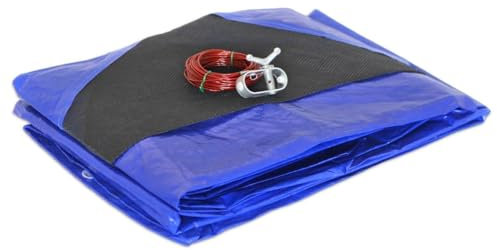 KALEMBAL Bâche Piscine Ronde 3,6 m pour Piscine diamètre 3 m - Filet d'écoulement - Bleu - Résistante - Anti-UV - Oeillets