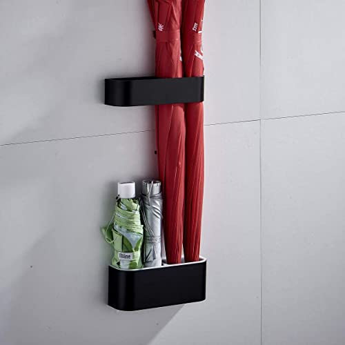 Sport Tent-Schirmständer Wand Regenschirmständer Wasserauffangschale Wandschirmständer für Flur Zuhause und Büro (Matt Schwarz)