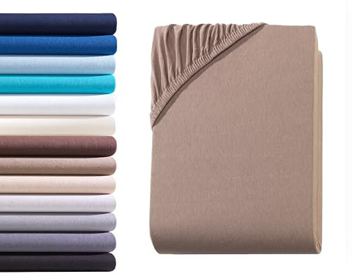 Exclusive Boxspringbett Spannbettlaken | Bettlaken für hohe Matratzen | Extra starker Stoff 160 g/m² | OEKO-TEX® MADE IN GREEN | 180-200x200-220 cm - Steghöhe 40 cm - Nougatbraun