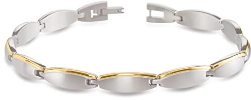 Boccia Damen Gliederarmband aus Titan in der Farbe Silber, goldplattiert, antiallergen, 21cm, 03031-02