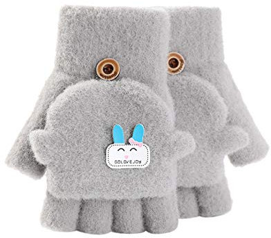 Asalinao Fingerhandschuhe Kleinkind Baby Warme Handschuhe Fünf Fingerhandschuhe Verdicken Patchwork Unisex Mädchen Jungen Fahrradhandschuhe Winterhandschuhe 2-6 Jahre alt (Grau)