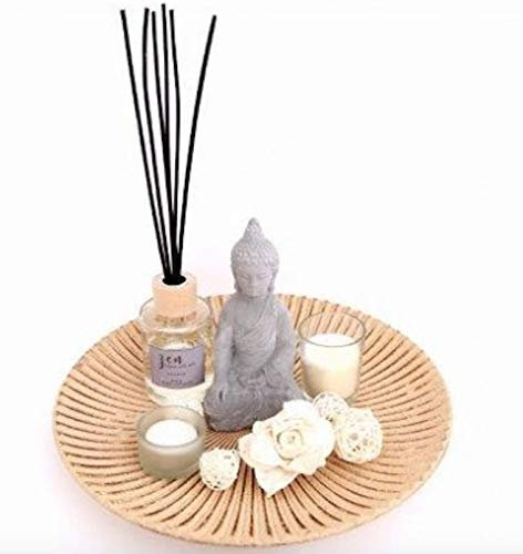 Aroma Home Reed Diffuser And Votive Candle Set With Buddha And Accessory Gift Set Including Tray