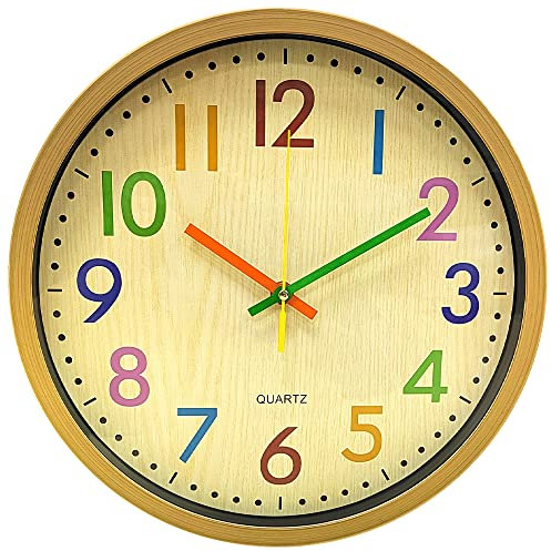 ALEENFOON 12 Pouces Horloges Murales Silencieuse de Salon Cuisine Modernes Décoratif Coloré Design Pendules Murales 30cm Enfants Horloge à Quartz Suspendue Horloge Murale