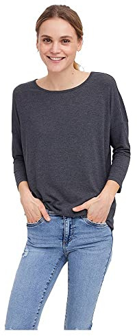 VERO MODA Damen Einfarbiges 3/4 Arm Shirt Basic Rundhals Ausschnitt Top Langarm Oberteil VMCARLA