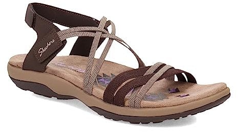 Skechers Reggae Slim-Takes Two, Sandalias Planas Mujer, Chocolate, 38 EU
