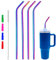 Lot de 4 pailles réutilisables extra longues en acier inoxydable de 35,6 cm avec embout en silicone et brosse de nettoyage pour tasse Stanley de 1200 ml, gobelet Simple Modern de 950 ml, bouteille