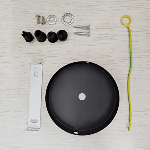 Chrasy Ceiling Rose Pendant Cable Grip Flex Clamp Metal Plate for Light Fitting Black Color Hanging Lamp Ceiling Cover Accesories (10CM)