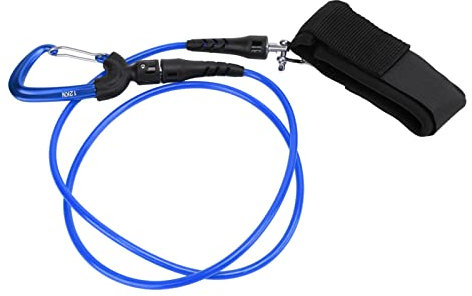DEWIN Freediving Lanyard，Freediving Lanyard Leash Tauchsicherheitsseilkabel mit Armbandkarabiner Freediving Safety Cable für Unterwassersport und Freitauchen (Blau)